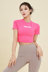 Logo Cropped Short Sleeve T-Shirt - Pink