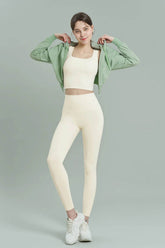 EcoTech Premium Cropped Zip-Up Hoodie - Salt Green