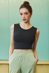 Real Fresh Crop Sleeveless Top - Black