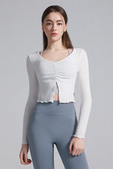 Front Slit Shirring Cover-up - White