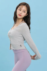 Front Slit Shirring Cover-up - Oatmeal Beige