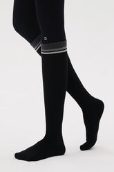 Contrast Stripe Knee-High Socks - Black