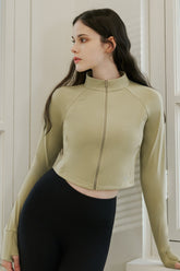 Zero Active Crop Jacket - Oyster Green