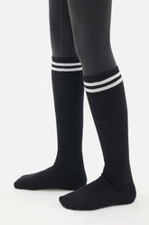 Double Line Knee Socks – Black