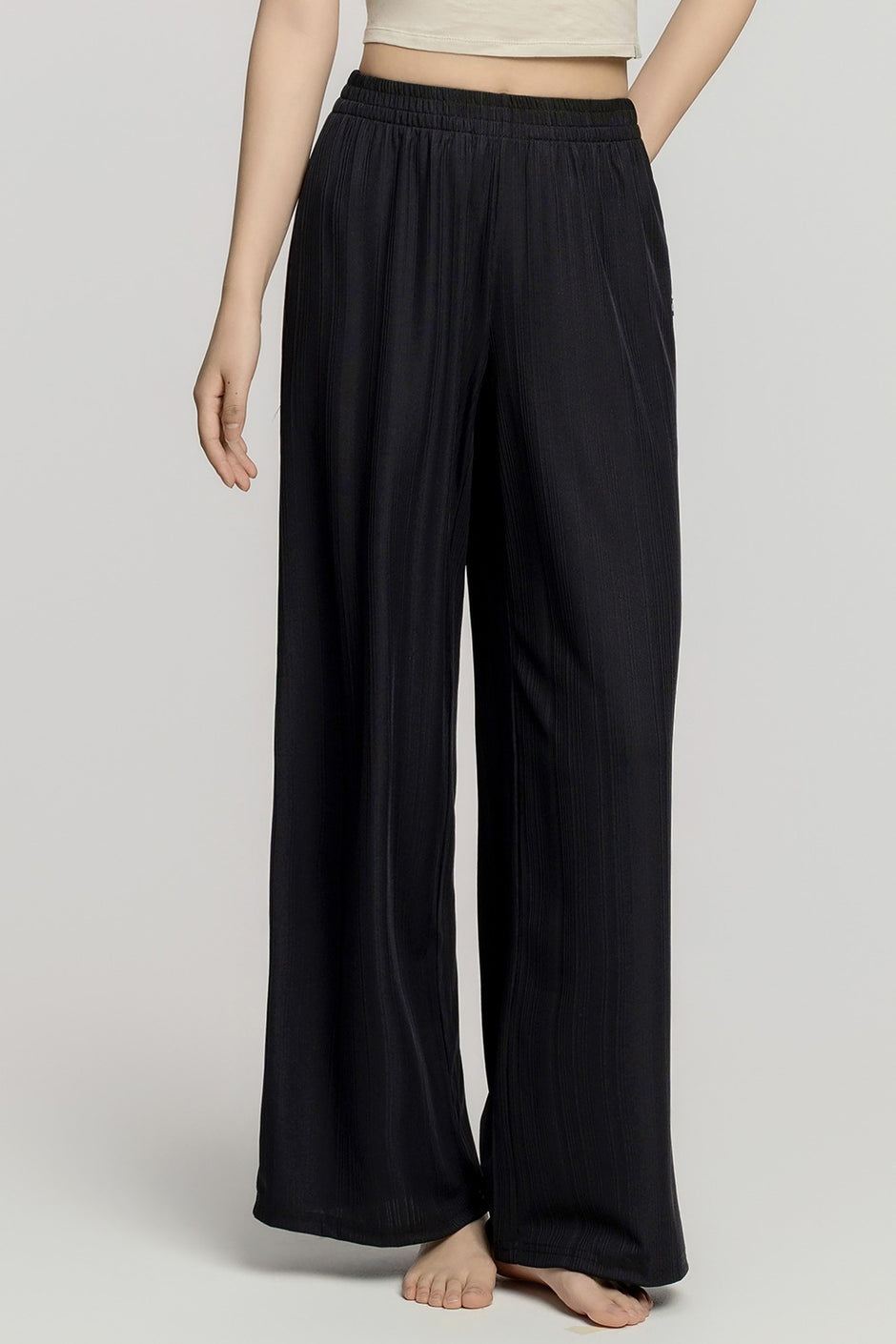 Pleated Wide Pants- Black – SKULLPIG