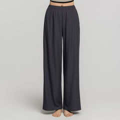 Pleated Wide Pants-Charcoal