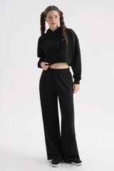 Logo Cropped Hoodie - White Melange