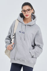 Skullpig Lettering Fleece Hoodie - White Melange
