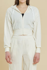 EcoTech Premium Cropped Zip-Up Hoodie - Salt Green