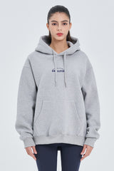 Skullpig Lettering Fleece Hoodie - White Melange