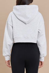 Logo Cropped Hoodie - White Melange