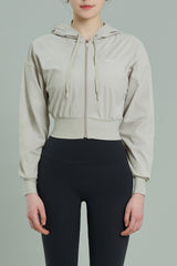 EcoTech Premium Cropped Zip-Up Hoodie - Salt Green