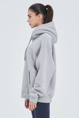 Skullpig Lettering Fleece Hoodie - White Melange