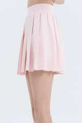 Pleated Active Skirt with Built-In Shorts - White