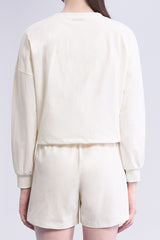 ECOTECH Premium Drawstring Crop Sweatshirt - Milky White