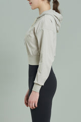 EcoTech Premium Cropped Zip-Up Hoodie - Salt Green