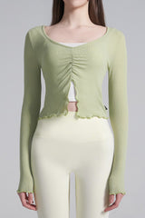 Front Slit Shirring Cover-up - Olive