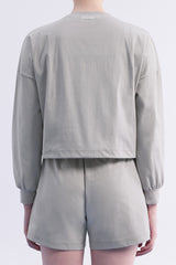 ECOTECH Premium Drawstring Crop Sweatshirt - Milky White