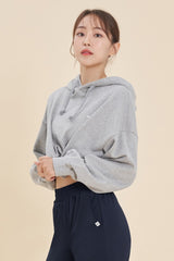 Logo Cropped Hoodie - White Melange