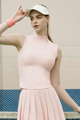 High-Neck Sleeveless Top - Tender Peach