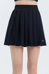 Pleated Active Skirt with Built-In Shorts - White