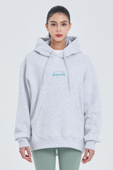 Skullpig Lettering Fleece Hoodie - White Melange