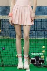 Pleated Active Skirt with Built-In Shorts - White