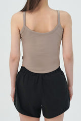 Cottonic Round-Neck Sleeveless Top - Wood Brown