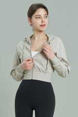 EcoTech Premium Cropped Zip-Up Hoodie - Salt Green