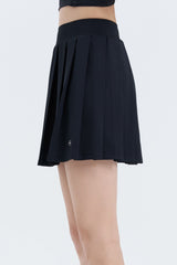 Pleated Active Skirt with Built-In Shorts - White