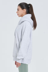 Skullpig Lettering Fleece Hoodie - White Melange