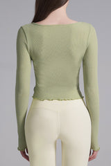 Front Slit Shirring Cover-up - Olive