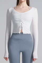 Front Slit Shirring Cover-up - Olive