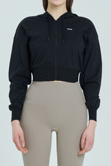 EcoTech Premium Cropped Zip-Up Hoodie - Salt Green