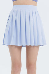 Pleated Active Skirt with Built-In Shorts - White