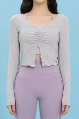 Front Slit Shirring Cover-up - Olive