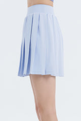 Pleated Active Skirt with Built-In Shorts - White