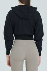 EcoTech Premium Cropped Zip-Up Hoodie - Salt Green