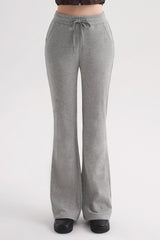 Cotton Peach Bootcut Pants - Gray