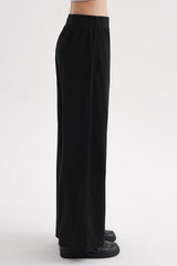 Corduroy Wide-Leg Pants -Black