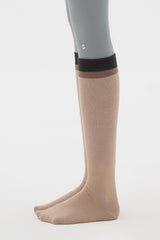 Bold Color-Block Knee-High Socks - Beige