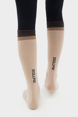 Bold Color-Block Knee-High Socks - Beige