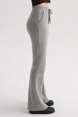 Cotton Peach Bootcut Pants - Gray