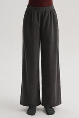Corduroy Wide-Leg Pants -Black
