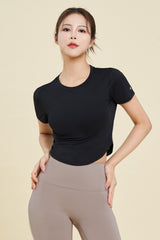 Round Crop Short Sleeve - Black