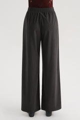 Corduroy Wide-Leg Pants -Black