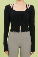 Front Slit Shirring Cover-up - Olive