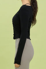 Front Slit Shirring Cover-up - Olive