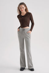 Cotton Peach Bootcut Pants - Gray