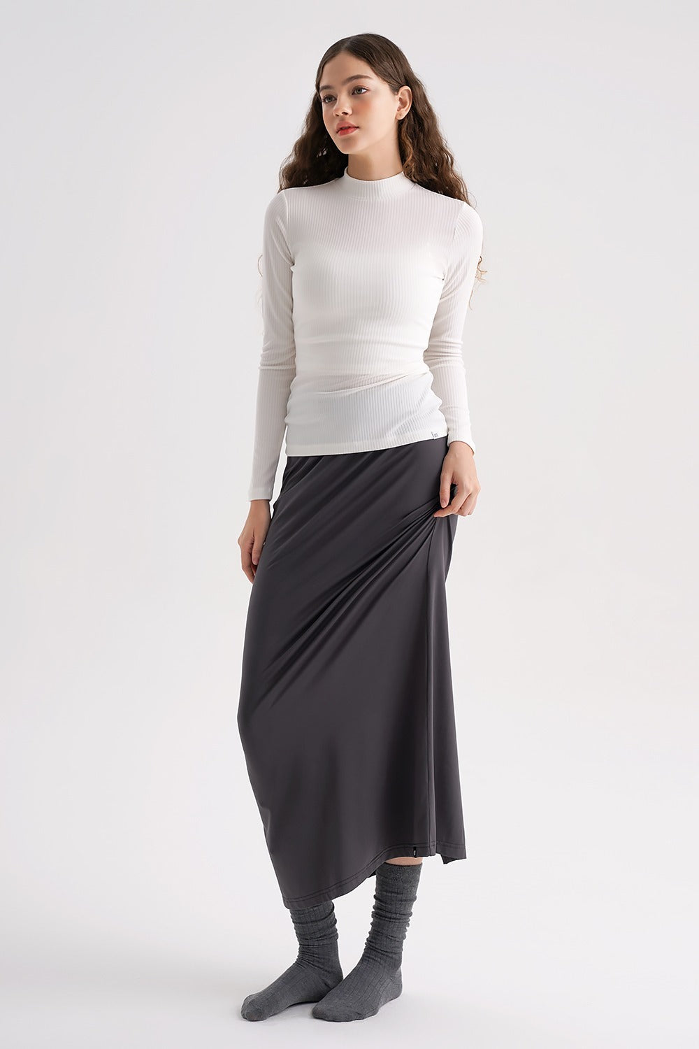 Softex Long Skirt - Charcoal Gray